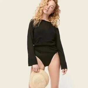 J. Crew NWT Relaxed Fit Linen Sweater Top Lightweight Basic Euro Summer Black XS